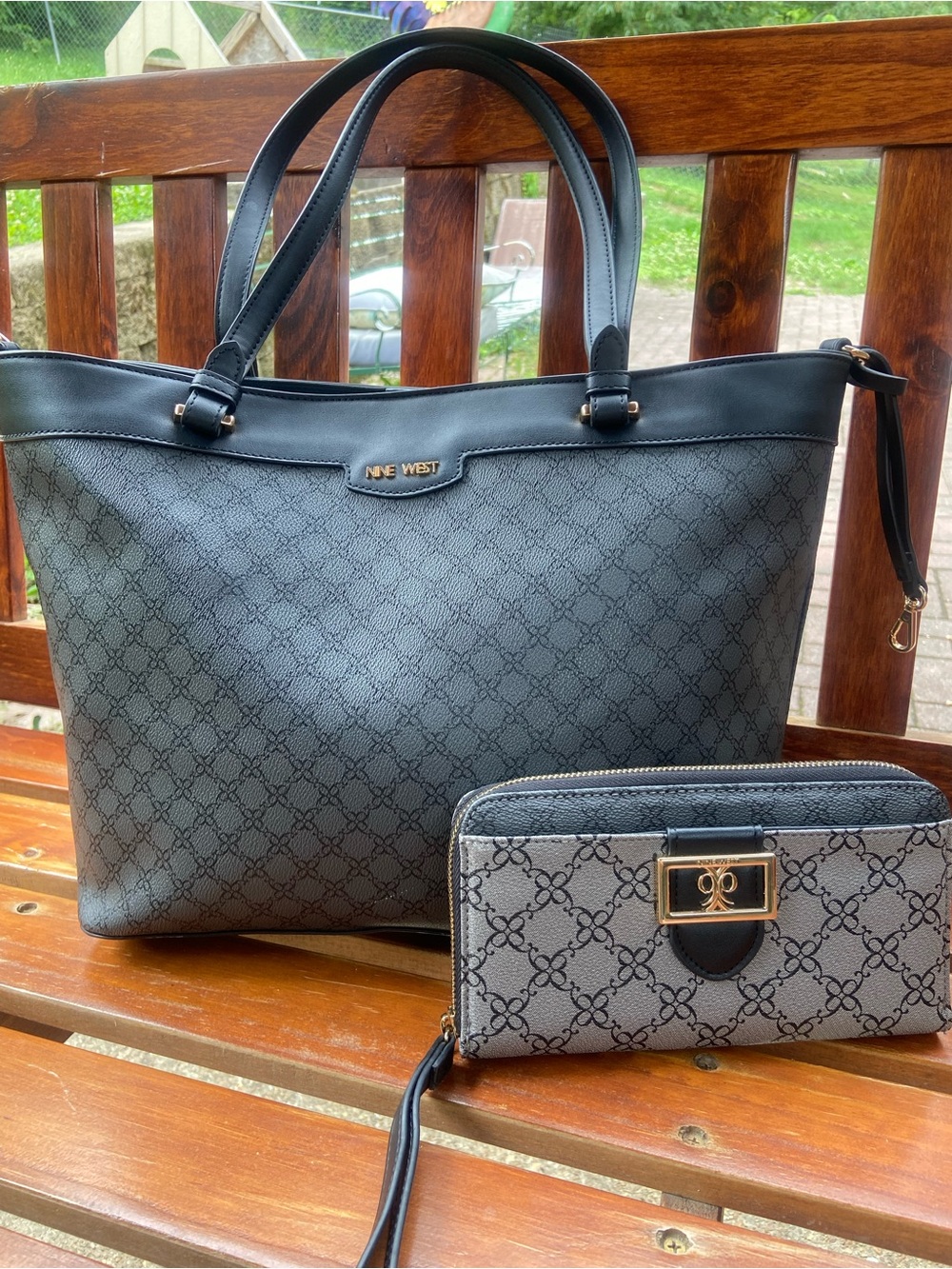 Nine West “Lior” Tote Bag w/matching “Lockup Nine” Zip-around Wristlet Wallet